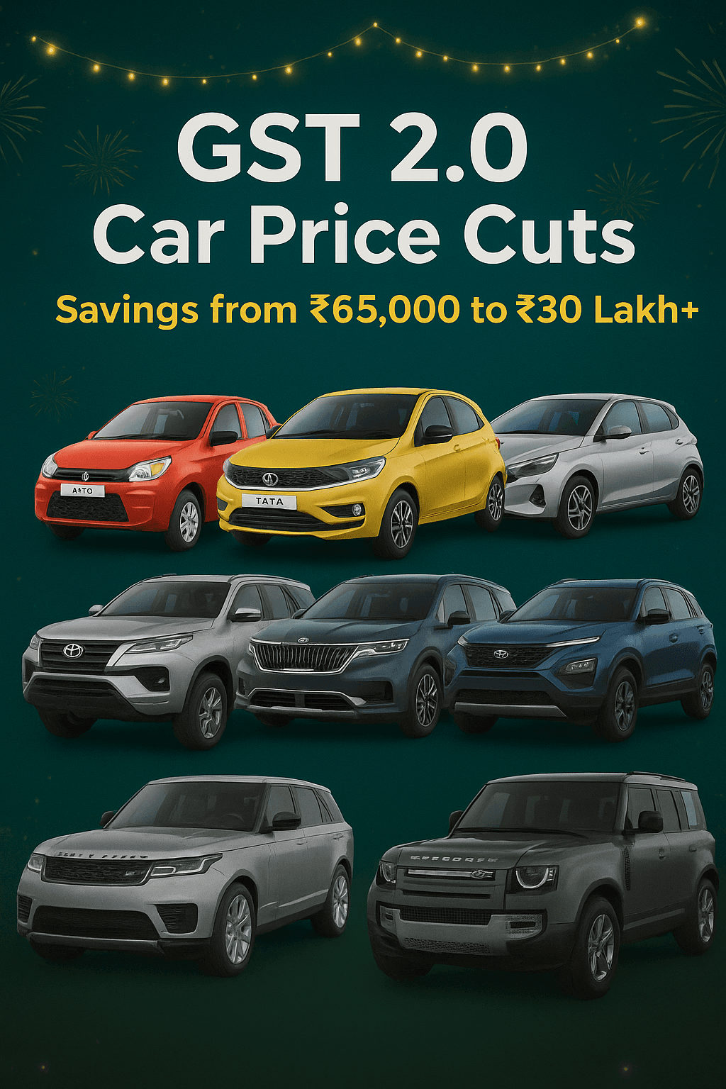 GST 2.0 Car Price Cuts: Complete List of Reductions for Maruti, Tata, Hyundai, Kia, Mahindra, Toyota, Skoda, Renault, Nissan, and Luxury SUVs