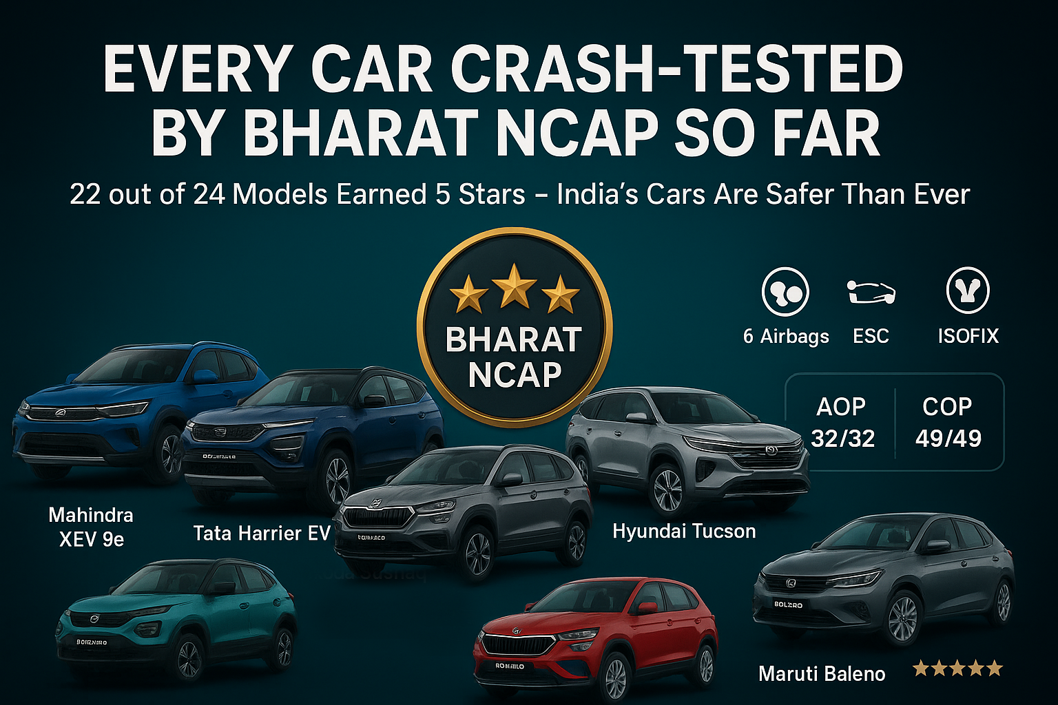 Every Car Crash-Tested by Bharat NCAP So Far: Scores, Safety Features, and Key Comparisons